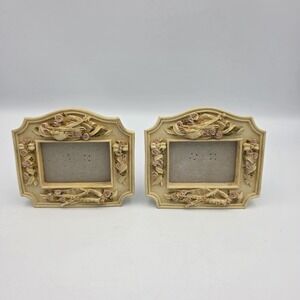 2 Vtg 1994 Figi Graphics Resin‎ Musical Instruments Rose Ivory Picture Frames